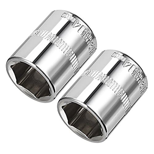 Image of Sourcingmap 2 Pcs 1/4-Inch Drive 14mm 6-Point Shallow Socket, Metric, Cr-V (Polishing)