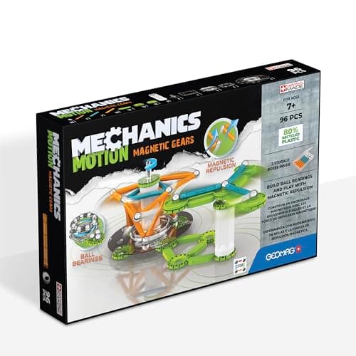 Image of Geomag - Mechanics Motion Magnetic Gears - Educational and Creative Game for Children - Magnetic Building Blocks, Recycled Plastic - Set of 96 Pieces
