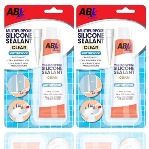Image of Clear Silicone Sealant | Multipurpose Waterproof Silicone Sealant CLEAR | Transparent Bathroom & Kitchen silicon sealant x 2 70g Tubes