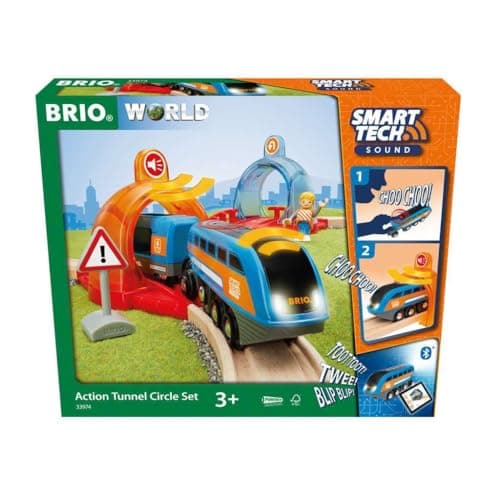 Image of BRIO World Smart Tech Sound Action Tunnel Circle Battery Powered Train Set for Children Age 3 Years Up [Amazon Exclusive]