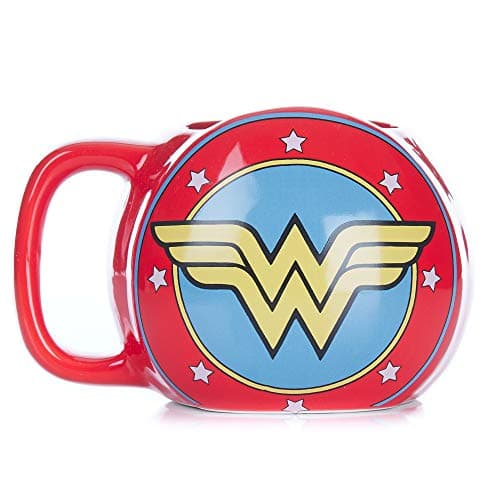 Image of Wonder Woman DC Comics Shield Mug, Ceramic, Multi-Colour, 12 x 14 x 10 cm
