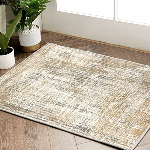 Image of TOPICK Door mat 60x90cm Entrance Mat Washable Rug Abstract Sketch Colorful Carpet Non Slip Lightweight Doormat for Kitchen Bathroom Taupe Multi