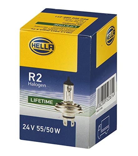 Image of HELLA 8GD 002 088-271 Bulb - R2 (Bilux) - Heavy Duty - 24V - 55/50W - Socket Type: P45t - Box - Quantity: 1