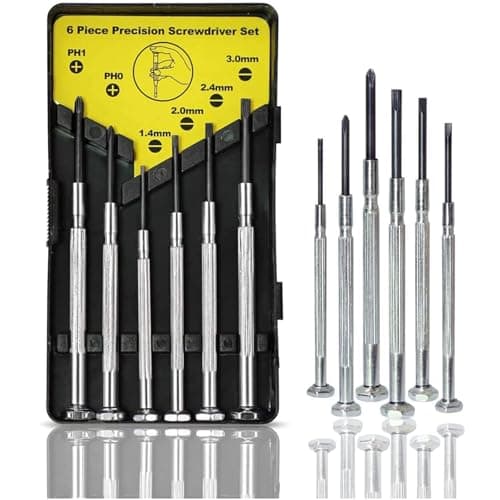 Image of 6PCS Mini Screwdriver Set, Small Professional Repair Tool Kit with 6 Different Size Flathead and Phillips Screwdrivers, Precision Screwdriver Sets for Jewelry, Watch, iPhone, Eyeglass Repair