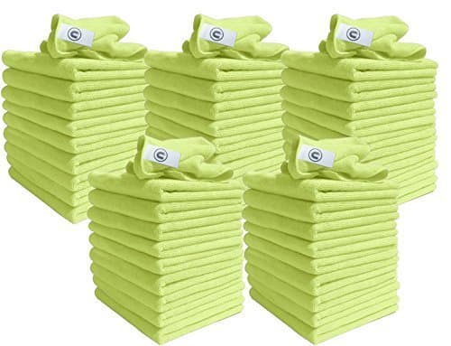 Image of DCS Microfibre Cleaning Cloth, Yellow, Pack of 50, Large Size: 40x40cm. Super Soft Premium Streak Free Washable Cloth Duster for Kitchen, Bathrooms, Surfaces, Mirrors, Car, Motorbike