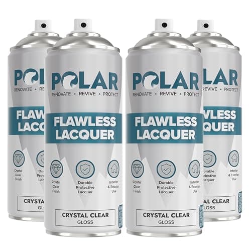 Image of Polar Flawless Lacquer Spray - 4x400ml, Clear - Protective Coating for Wood, Ceramic, Glass, Plastic & Metal - Scratch Resistant & UV Protection - Primer for DIY, Interior & Exterior - Gloss Finish