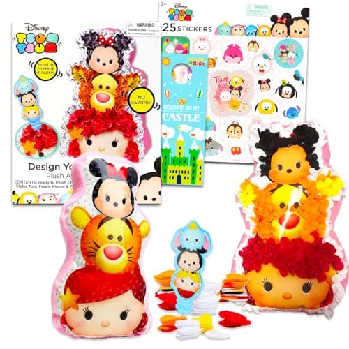 Image of Disney Tsum Tsum Plush Toys for Kids - Bundle of DIY Disney Plushie Featuring Minnie Mouse, Tigger, and Ariel Plus Stickers, More | Disney Plush Large
