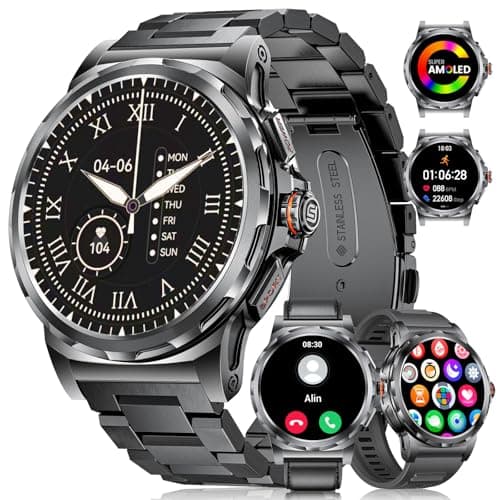 Image of LIGE Smart Watches for Men Answer/Make Calls, 1.43" AMOLED Smartwatch, 110+ Sport Modes Fitness Watch with Heart Rate/Sleep Monitor, 40mm Watch for Android iOS Phones compatible, Black