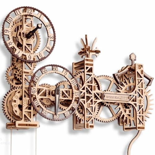 Image of WOODEN.CITY 3D Puzzle Model Kits for Adults - Vintage DIY Wall Clock with Pendulum - Challenging Puzzles for Adults - Classic Home Decor (Steampunk Wall Clock)