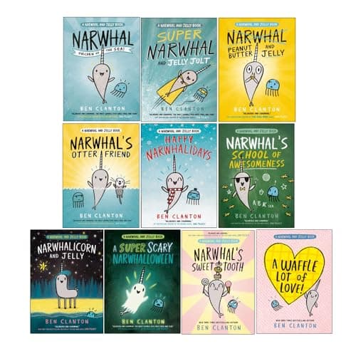Image of Narwhal and Jelly Series 1-10 Books Collection Set by Ben Clanton (A Waffle Lot of Love, Narwhal's Sweet Tooth, A Super Scary Narwhalloween, Narwhalicorn And Jelly & More)