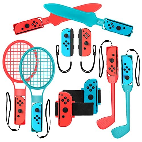 Image of 2025 Switch Sports Accessories Bundle for Nintendo Switch Games , 10-in-1 Family Party Pack Game Accessories Set Kit for Switch OLED Sports Games (Blue-10in1)