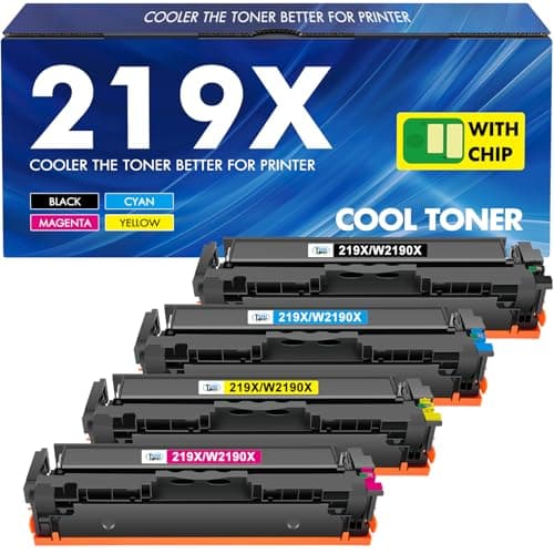 Image of 219X 219A MFP 3302FDW Toner With Chip: 4-Pack Compatible for HP 219X 219A for Color LaserJet Pro MFP 3302FDW 3302SDW 3302FDN 3302FDNG 3302FDWG 3302SDWG 3202DN 3202DW W2190X Black Cyan Yellow Magenta