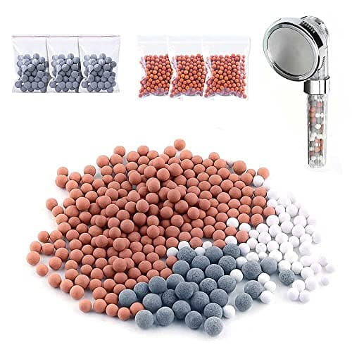 Image of 12 Packs Replacement Negative Ion Mineral Balls Showerhead Filter Replacement Bio-Active Stone Balance Tourmaline Balls Remove Chlorine Fluoride Impurities and Hard Water