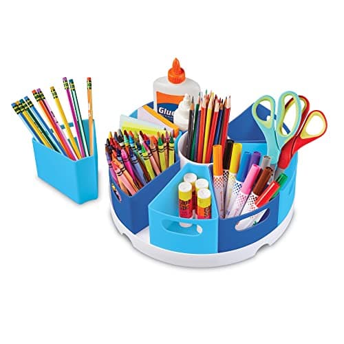 Image of Learning Resources Create-a-Space Storage Centre (Blue), Stationery Storage Organiser, Ideal for Classroom & Home, Wipe Clean Plastic, 10 Piece Set