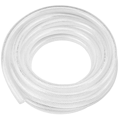 Image of Clear Braided PVC Hose 10mm x 16mm (3/8"), 3 Metre, Reinforced Heavy Duty Tubing for High Pressure Usages, Flexible for Water Gas Oil Tube, Food Grade