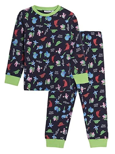 Image of Peppa Pig George Pig Pyjamas for Boys Dinosaur Pjs Dino Full Length Nightwear Set Navy 6 Years