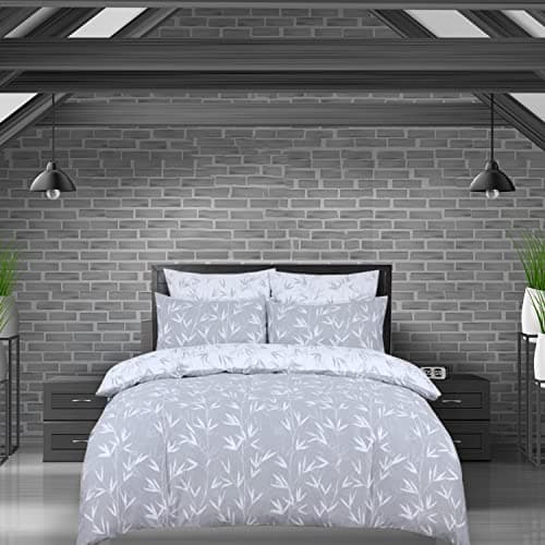 Image of DTEX HOMES King Size Duvet Cover Sets 100% Pure Cotton Reversible Printed Hotel Quality Duvet Cover Ultra Soft Easy Care bedding sets king size Super Soft and Luxury Duvet Cover Sets (Branches Grey)