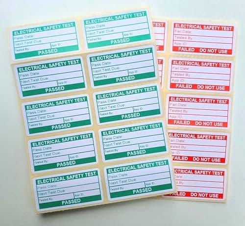 Image of PAT Testing Stickers. 600 Pass / 60 Fail. Portable Appliance Test Stickers. 50 x 25mm Red & Green PAT test labels. EJI Labels