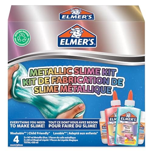 Image of Elmer’s Metallic Slime Kit | Slime Supplies Include Metallic PVA Glue & Magical Liquid Slime Activator | Washable & Kid Friendly | 4 Count