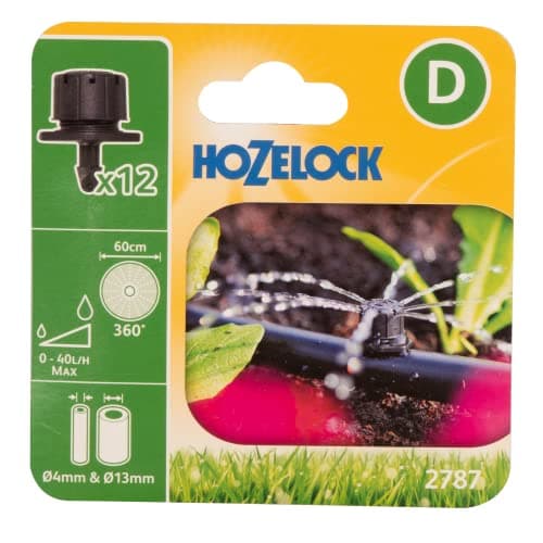 Image of HOZELOCK - Micro Sprinkler Adjustable 360° In-Line, ø 13 mm and End-of-Line ø 4 mm : Adjustable Flow 0-40 LPH, 60cm Coverage [2787 0012]