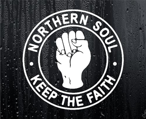 Image of Car Sticker Northern Soul Keep The Faith Fun Music Fan Novelty Cute Van Window Bumper Boot Door Decal Gift Present