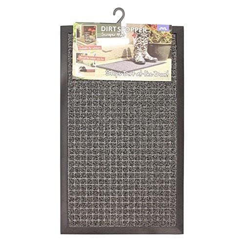 Image of JVL Patterned Dirt Stopper Scraper Square Design Entrance Door Mat, Grey, 45 x 75 cm 01-870GYB