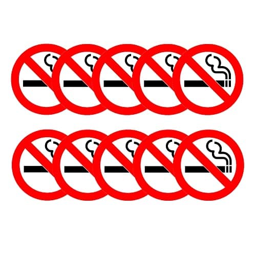 Image of Haobase 10 PCS No Smoking Sign - Self Adhesive Vinyl Sticker (7cm x 7cm)