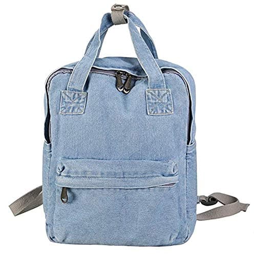Image of QIKEGooods Jeans Backpack Womens Multifunctional Children's School Backpack Jean Rucksack Denim Backpacks For Teen Girls Lightweight Casual Canvas Daypack One Size