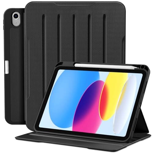 Image of Vobafe Case for iPad (A16) 11th Generation 11 Inch 2025/iPad 10th Generation 10.9 Inch 2022 with Pencil Holder, Folio Stand with Flexible Back Cover, Black