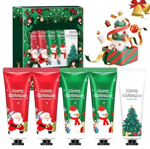 Image of Christmas Hand Cream Set,5 pcs Hands Cream Gift Set,Natural Hand Cream,Deeply Hydrating & Nourishing for Winter Rough Dry Hands Gift for Women Men