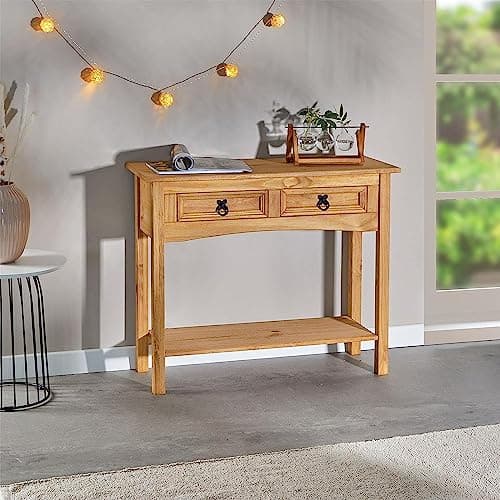 Image of Corona Console Table 2 Drawer, Hall Mexican Solid Pine