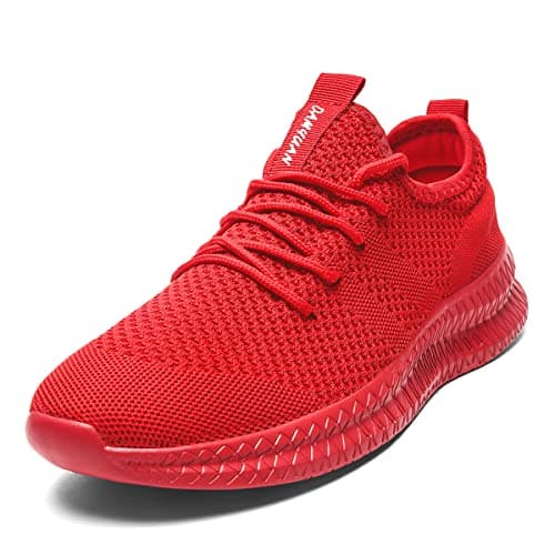 Image of Tvtaop Mens Trainers Road Running Shoes Sneaker Gym Athletic Breathable Outdoor Sports Jogging Fitness Non Slip Lightweight Comfortable Casual Walking Shoes Red 7 UK