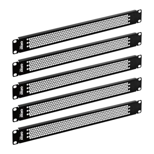 Image of Tecmojo 1U Blank Panel, Rack Mount Plate for 19inch Server Rack, Network Rack, Enclosures and Cabinets, Black (1U VENTED 5 Pack)