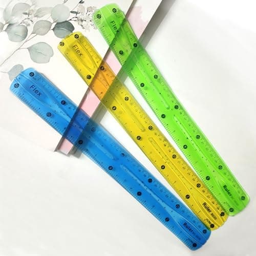 Image of 3 PCs Flexible Ruler Set, 30cm Soft Plastic Bendable Unbreakable Safe Soft Transparent Clear 12 inch Flat Ruler for Home, School, Office