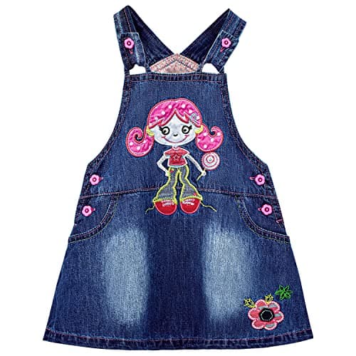 Image of Peacolate 3-24Months Infant Toddler Baby Girls Denim Strap Dress 1pcs Embroidery Girl Jumpstuis Skirt(12-18months,Girl)