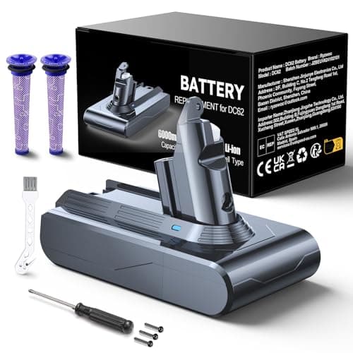 Image of Battery Replacement for Dyson V6,6000mAh Battery Compatible with Dyson V6 DC62 DC61 DC59 DC58 DC72 DC74 SV03 SV05 SV06 SV07 SV09 Animal Absolute Trigger Fluffy Total Clean Cordless Vacuum