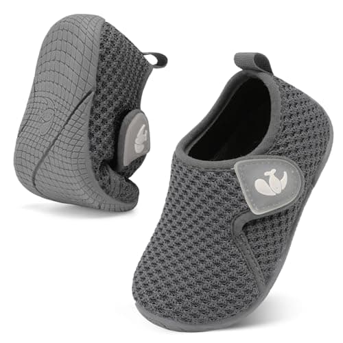 Image of Kids Barefoot Shoes Flexible Toddler Trainers Baby First Walking Footwear for Indoor & Outdoor Use All Grey 15-18 Months