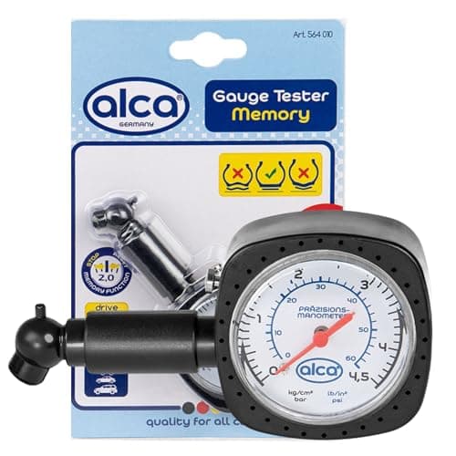Image of alca® Tyre Pressure Gauge– Digital Tester 0.5-4.5 kg/cm² (0-60 psi), Precise Tire Air Checker with Memory Function, Easy-to-Read Display, Durable A564010