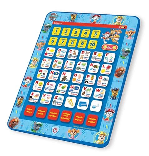 Image of LEXIBOOK Paw Patrol, Educational Bilingual Interactive Learning Tablet, toy to learn alphabet, letters, numbers, words, spelling and music, English/Spanish languages, Blue, JCPAD002PAi2LXB