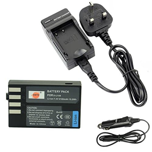Image of DSTE D-Li109 Li109 Rechargeable Li-ion Battery + DC112U Travel and Car Charger Compatible with Pentax K-r K-30 K-50 K-500 Camera