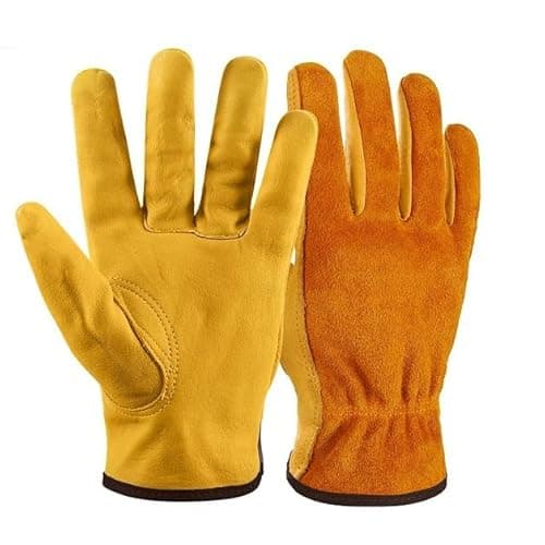 Image of NickyPicky Gardening Gloves for Men and Women - Tough, Thorn Proof Comfortable Breathable Leather Multi-Purpose Work Gloves – Protective Large Garden Gloves with Strong Grip (X-Large)