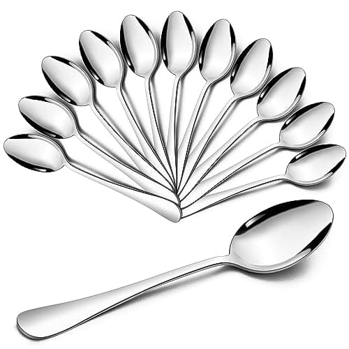 Image of Joyfair Teaspoons, Stainless Steel Dessert Spoon Set of 12, Coffee Spoons Ideal for Coffee Tea Ice Cream Dessert in Home Kitchen Restaurant, Round Edge & Mirror Polished & Dishwasher Safe, 13.5cm