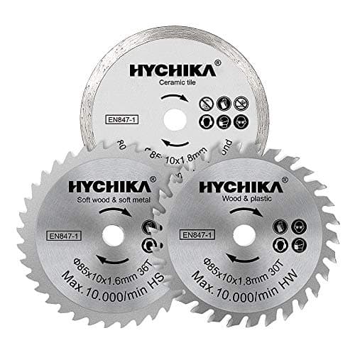Image of HYCHIKA Mini Circular Saw Blades 3 PCS Diameter: 85mm, Arbor: 10mm, HC/HS/Diamond 4500 RPM