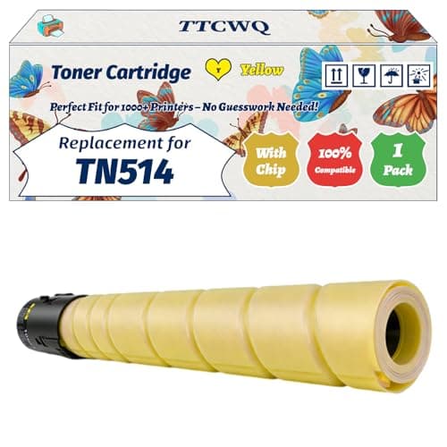 Image of TTCWQ Compatible for Konica Minolta TN514 TN-514 Toner Cartridge Work for Konica Minolta Bizhub C658 C458 C558 Printers, with Chip, High Yield 28000 Pages, High-Definition Printing (1 Pack Yellow)