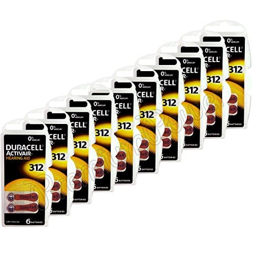 Image of Duracell hearing aid batteries, size 312 brown, 120 batteries