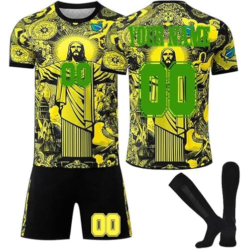 Image of Personalised Brazil 25/26 Football Jersey with Your Own Name/Number,Football Kits Football Gifts Suitable As A Gift for Football Fans(5)