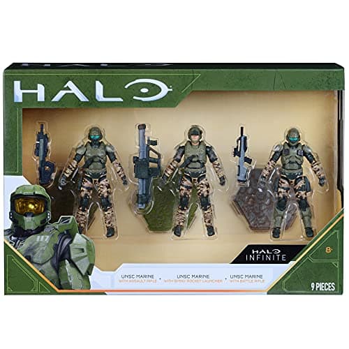 Image of HALO 4” 3 Figure Pack Assortment - UNSC Marines with Weapons Fans - Build Your Universe - Amazon Exclusive