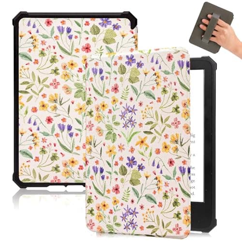 Image of Fancity Case Fits 6" Kindle Paperwhite 5th/6th/7th Generation Soft Cover with Hand Strap Smart Auto Sleep/Wake Function for Kindle Paperwhite 1/2/3 (2012, 2013, 2015, 2016 Versions), Pressed Flower