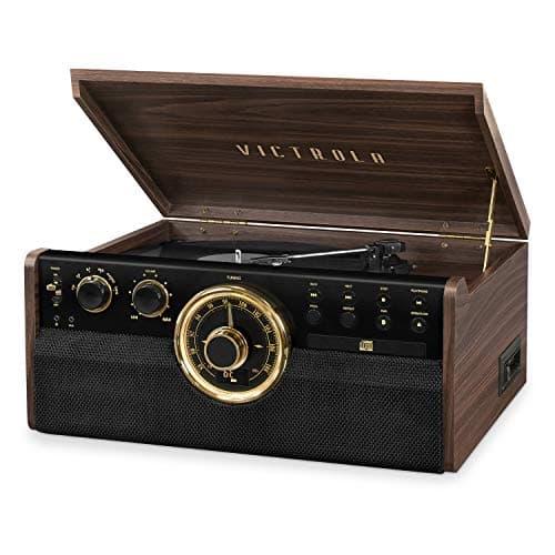 Image of Victrola VTA-270B-ESP Empire Bluetooth 6/1 Mid Century Turntable Entertainment System (Espresso)