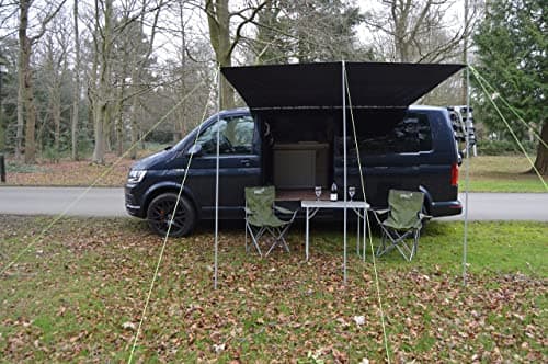 Image of WILD EARTH SQUARE BLACK Sun Canopy Awning for Camper Vans, Van Conversions, Motorhomes or Caravans 240cm x 240cm